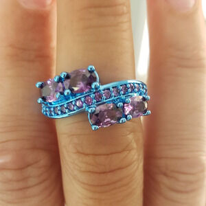 New Amethyst Ring with Shining Blue Band  7
